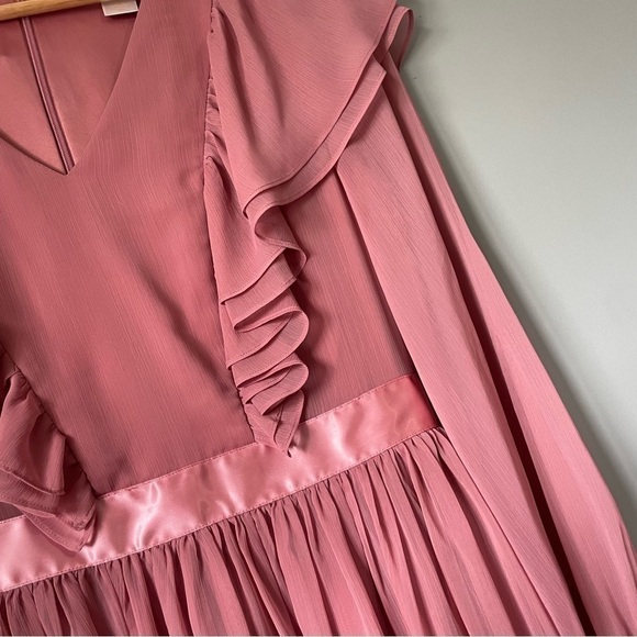 💕🌷👛💖 RACHEL PARCELL long sleeve ruffle twirl dress pink size small Barbie - Picture 14 of 14
